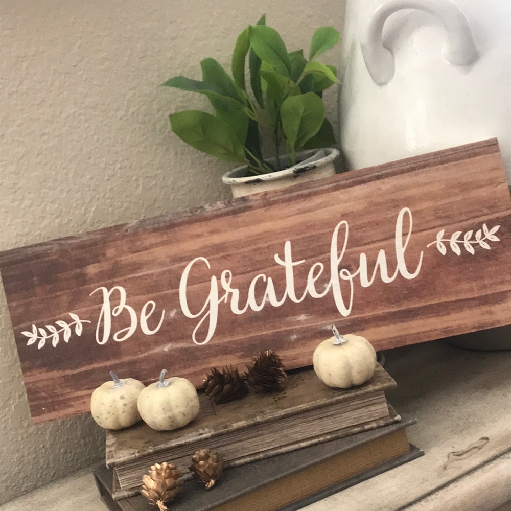 Rustic Farmhouse fall harvest autumn Grateful wood sign